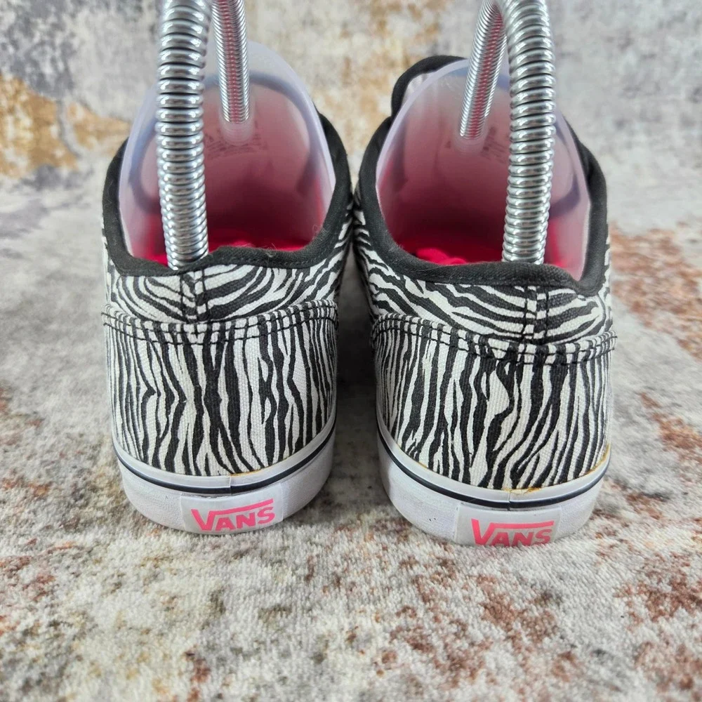 Vans Atwood Low Zebra Print Sneakers Womens 7.5 Black White Hot Pink Skate Shoes